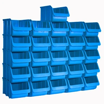 Afbeelding van Hünersdorff 26x opbergbox stapelbox opslagbox in maat 3, van polystyrol, hoge vormstabiliteit en belastbaarheid, kleur: blauw
