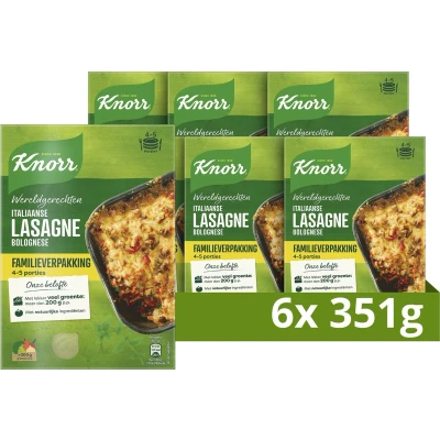 Afbeelding van Knorr Wereldgerechten Maaltijdpakket Italiaanse Lasagne Bolognese XXL snel, makkelijk en met lekker veel groente 6 x 351 g