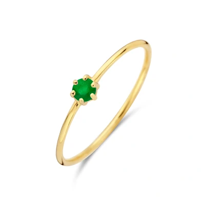 Afbeelding van 14K geelgoud ring met geboortesteen smaragd mei 4027640 15
