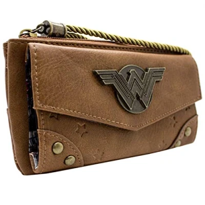 Afbeelding van DC Wonder Woman Stripboek Tas Portemonnee Handtas Bruin