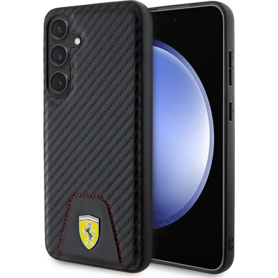 Afbeelding van Ferrari Backcase hoesje geschikt voor Samsung Galaxy S24 Effen Zwart Kunstleer