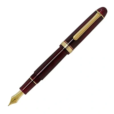 Afbeelding van PLATINUM Japanse vulpen #3776 Century Gold Trim Bourgogne M/rood / 0,34 0,44 mm/handgemaakt/veer van 14 karaats goud/met geschenkdoos/vulpen PNB15000 71M, rood