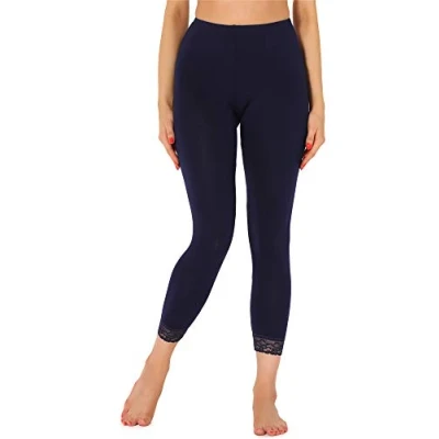 Afbeelding van Merry Style MS MS10 224 LE Dames Leggings met Kant Sport Vrijetijdsbroek 7/8 Lengte Viscose Marineblauw M