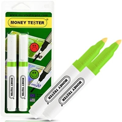 Afbeelding van MONEY TESTER XL valsgeld detectiepen, stift, detectiepen voor euro, Amerikaanse dollar, Britse pond en de belangrijkste internationale valuta’s, Made in Italy(2 Eenheden)