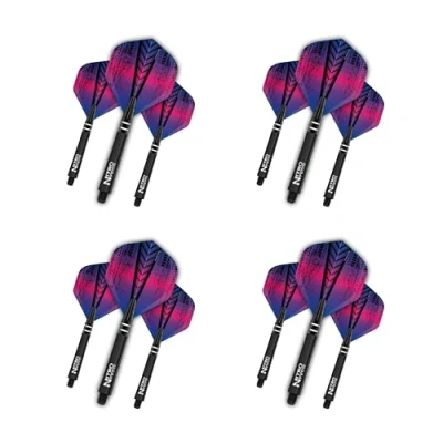Afbeelding van RED DRAGON Dart flight and shafts combi regenboog 4 sets standaard vluchten en medium nitrotech per verpakking