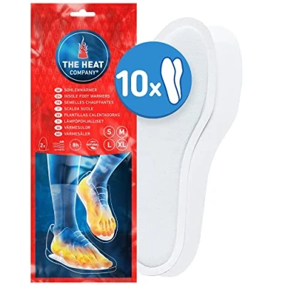 Afbeelding van THE HEAT COMPANY Insole warmers 10 paar EXTRA WARM verwarmingszolen voetwarmers 8 uur warme voeten klaar voor gebruik luchtgeactiveerd puur natuurlijk grootte Large: 41,5 43,5