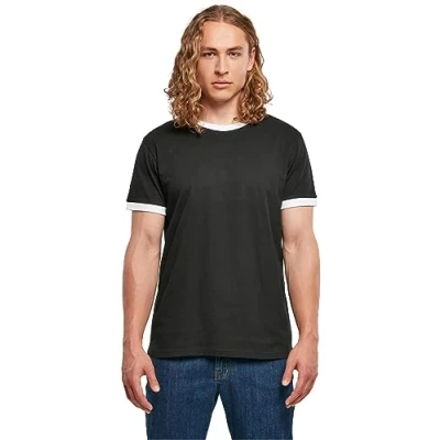 Afbeelding van Herenshirt &#039;Ringer Tee&#039; met gekleurde details Black/White S