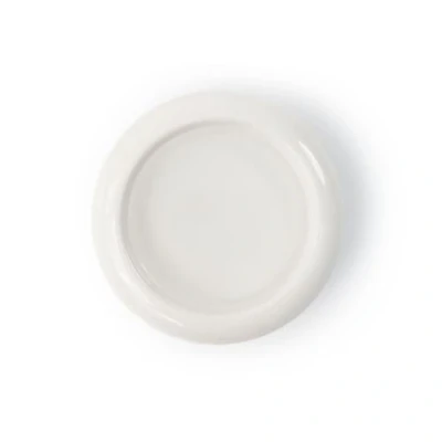 Afbeelding van LucyBalu® MYCO verhoogde kattenbak, keramische voerbak voor katten, platte kattenvoerbak, waterbak katten in organische vorm, hoogwaardige drinkbak wit