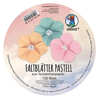 Afbeelding van Ursus 3157499 vouwbladen pastel, rond, diameter ca. 15 cm, 100 vellen in 10 verschillende kleuren, van tekenpapier 130 g/m², gekleurd, hoge kleurglans en lichtbestendigheid
