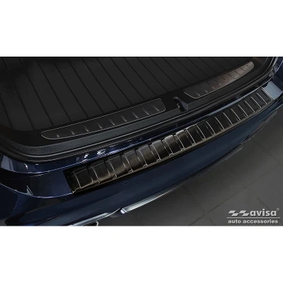Afbeelding van Avisa Zwart RVS Achterbumperprotector passend voor BMW 3 Serie (F31) Touring 2012 2015 &amp; FL 2019 &#039;Ribs&#039;