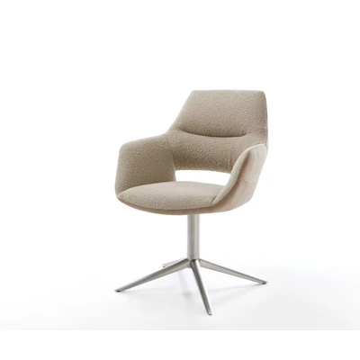 Afbeelding van DELIFE Draaistoel Yago Flex met armleuning materiaalmix mud kruispoot roestvrij staal 360 draaibaar rocker functie pocketveer kern