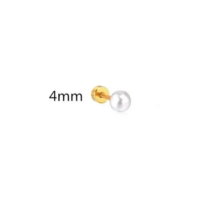 Afbeelding van Helix piercing parel rond chirurgisch staal wit goudkleurig 4mm 1.2mm 6mm