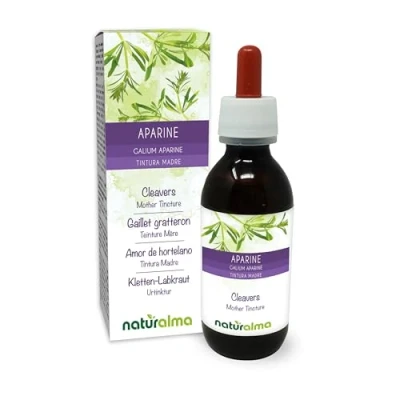 Afbeelding van Kleefkruid (Galium aparine) kruid met bloemen Alcoholvrije moedertinctuur Naturalma Vloeibaar extract druppels 120 ml Voedingssupplement Veganistisch