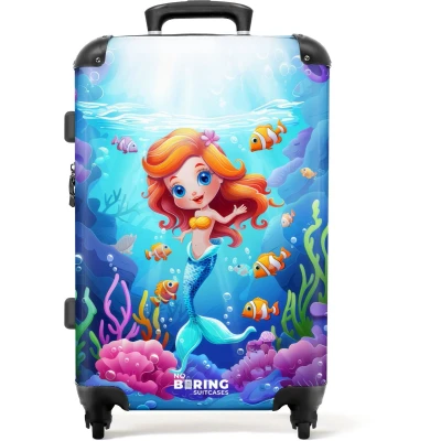 Afbeelding van NoBoringSuitcases.com® Kinderkoffer groot Kindertrolley koffer Zeemeermin Oceaan Rolkoffer lichtgewicht Reiskoffer met 4 wielen Grote trolley XL 20 kg bagage