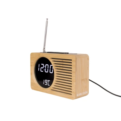 Afbeelding van Karlsson Wekkerradio Retro Radio Bamboe 16x10cm