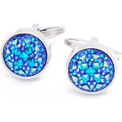 Afbeelding van Manchetknopen Blauw Kristal Glinsterend Rond