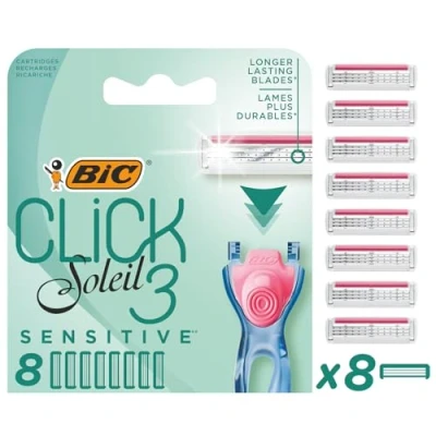 Afbeelding van BIC scheermesjes Click 3 Soleil Sensitive Scheersysteem navulmesjes voor vrouwen 8 stuks Mesjes zonder houder
