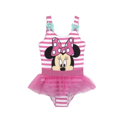 Afbeelding van Minnie Mouse tule meisjeszwempak Roze en Wit Maat 6 Jaar Sneldrogende Stof Print Origineel Product Ontworpen in Spanje