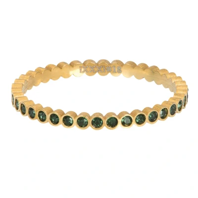 Afbeelding van Small Circle Stone Emerald iXXXi Vulring 2 mm Goud