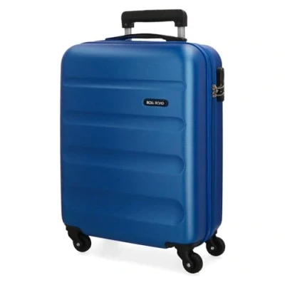 Afbeelding van Roll Road Flex hardcase koffer van ABS, een materiaal, zijdelingse combinatiesluiting, 4 dubbele wielen, handbagage, praktische binnenruimte met één vak, Blauw, 55 cm, cabinekoffer