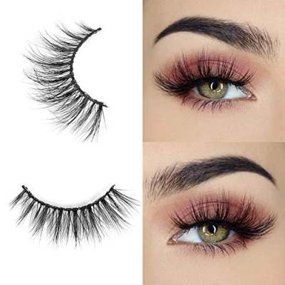 Afbeelding van Arison Lashes Valse wimpers, natuurlijke look, handgemaakte 3D gekruiste herbruikbaar, 1 paar kunstwimpers, dikke bonnie