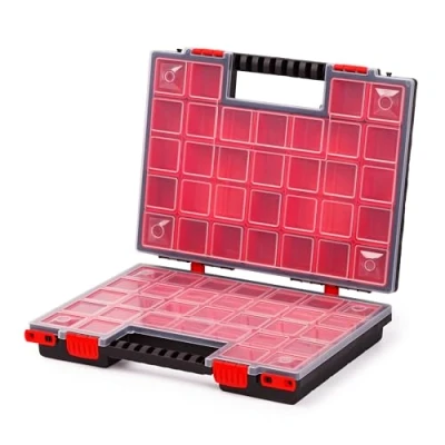 Afbeelding van Mivos Dubbelzijdige assortimentsdoos, 399 x 303 100 mm, 2 zijden, kleine onderdelen met 42 inzetdozen, accessoirebox, schroefbox, stabiele gereedschapskist voor werkplaats