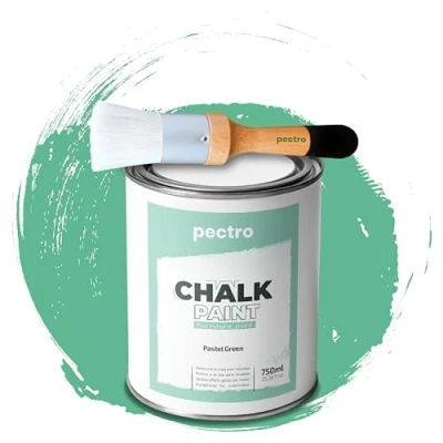 Afbeelding van PECTRO Krijtverf voor meubels 750ml + speciaal houtborstelpakket meubelverf zonder schuren Wood Piant Effect Krijtkleuren (Pastelgroen)