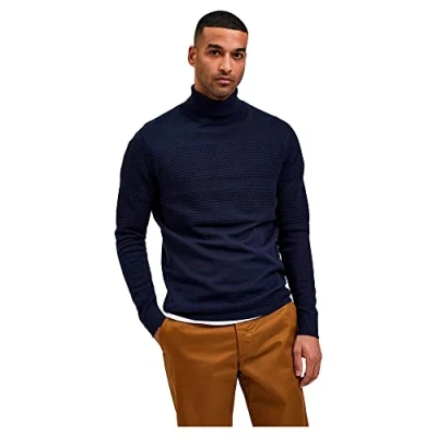 Afbeelding van SELECTED HOMME Heren Slhmaine Ls Knit Roll Neck W Noos Pullover, Dark Sapphire, M