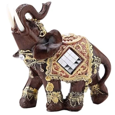 Afbeelding van Chanceux Richesse Éléphant Statue Sculpture Feng Shui Grain De Bois 3D Figurine Home Desktop Décoration (M)