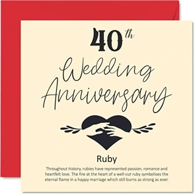 Afbeelding van 40 jarig jubileumkaart voor man vrouw vriend vriendin huwelijk Ruby trouwverjaardag kaart vrouwen mannen haar hem, 145 mm x wenskaarten verloofde