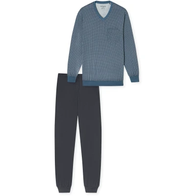 Afbeelding van Schiesser pyjama blauw geprint