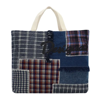 Afbeelding van Desigual XL Patchwork Shopper, Dames, Maat: One Size, Blue