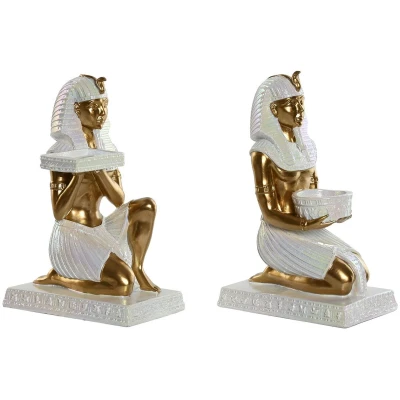 Afbeelding van Decoratieve figuren Home ESPRIT Wit Gouden Hars Orientaals Egyptenaar 12,5 x 17 25 cm (2 Stuks)