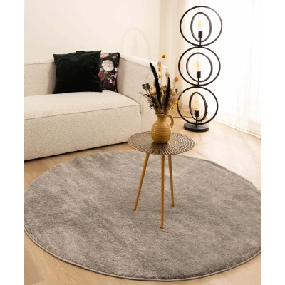 Afbeelding van Velours Vloerkleed Rond Flair Grijs 100 Cm