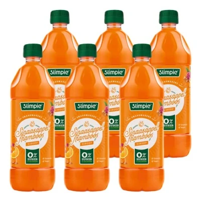 Afbeelding van 6x Slimpie Siroop Sinaasappel Framboos 650 ml