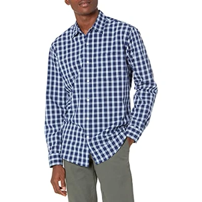 Afbeelding van Amazon Essentials Men&#039;s Casual poplin overhemd met normale pasvorm en lange mouwen, Blauw Grijs Plaid, M