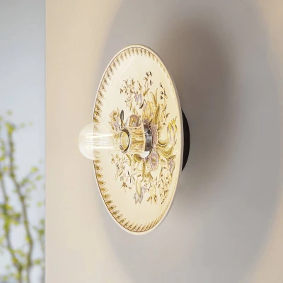 Afbeelding van Wandlamp Lucande Faelira, roze/wit, keramiek