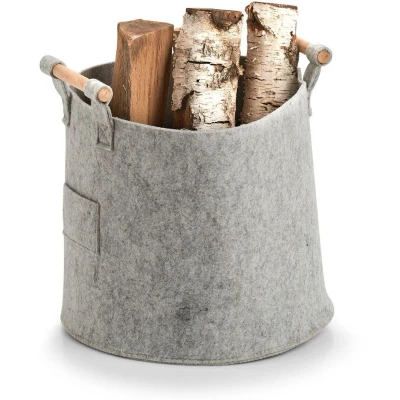Afbeelding van Zeller Present Opbergmand vilt/hout, grijs (1 stuk)