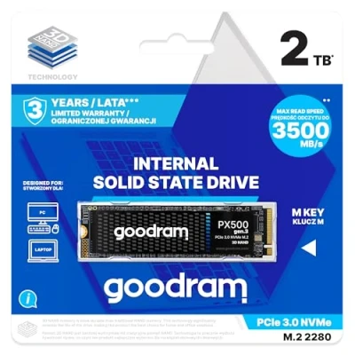 Afbeelding van goodram Extern drive Px500 Gen.3 Interne harde schijf High speed PCIe gen. 3 x4 interface NVMe 1.4 ondersteuning Opslag van meerdere data 2TB 3500 MB/s 2800