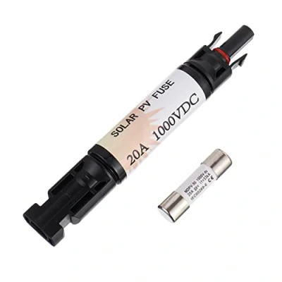 Afbeelding van HUAREW 20A waterdichte in line zonnezekeringhouder, PV inline zekeringhouders 20 Amp voor zonnepaneel en zonne controller, zwart, met zekering
