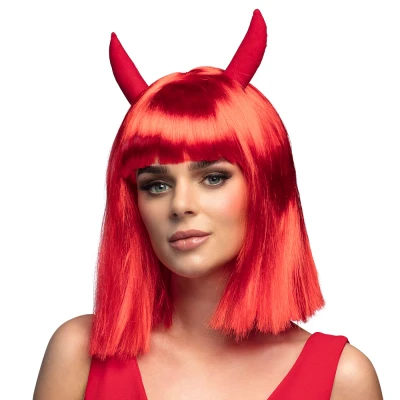 Afbeelding van Boland Pruik Spicy devil Steil Halflang Vrouwen Duivel Halloween en Horror