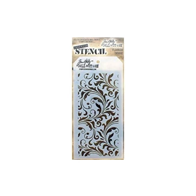 Afbeelding van Tim Holtz THS 032 Stampers Anonieme Stencils Bloeien, Wit, 10,5 x 21,6 cm