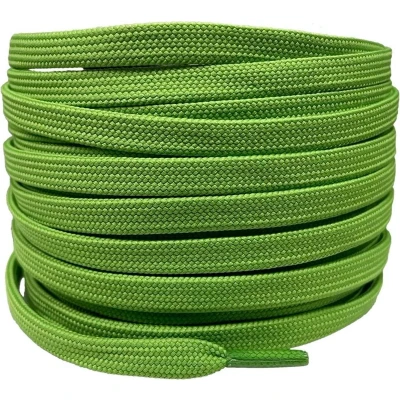 Afbeelding van Platte schoenveters 8mm polyester Grasgroen 90cm