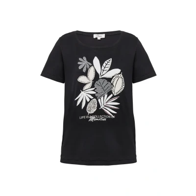 Afbeelding van s.Oliver MIT Artwork Tshirt print, Dames, Maat: 34, Schwarz