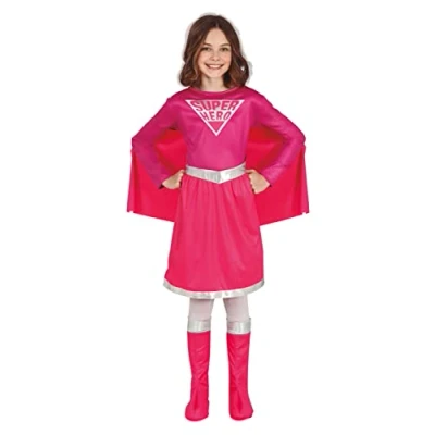 Afbeelding van Guirca Superwoman &amp; Supergirl Kostuum Superheldin Mega Roze Redder In Nood Meisje 10 12 jaar Carnavalskleding Verkleedkleding