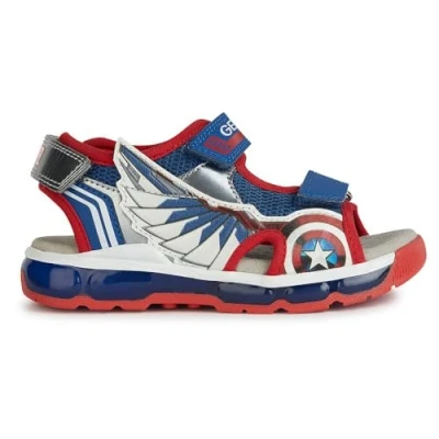 Afbeelding van Geox Marvel CPT America Android BOY Lights Sandalen voor kinderen, Maat: 26, Blue/red Imitatieleer/ textiel