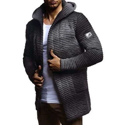 Afbeelding van Leif Nelson Lange Reissverschluss Vest, Heren, Maat: Medium, Schwarz anthrazit