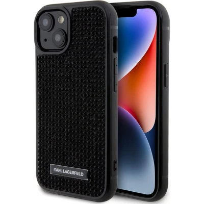 Afbeelding van Karl Lagerfeld Rhinestone Back Case Geschikt voor Apple iPhone 15 (6.1&quot;) Zwart