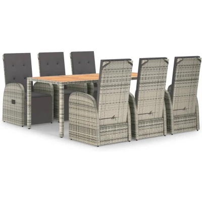 Afbeelding van vidaXL 7 delige Tuinset met kussens poly rattan grijs