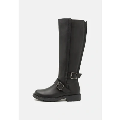 Afbeelding van Clarks Premium Dames Orinoco2 Tall Fashion Boot, Zwart leer, 3.5 UK, leder, 36.5 EU
